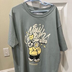 Zara Graphic Tee in Green and Cream